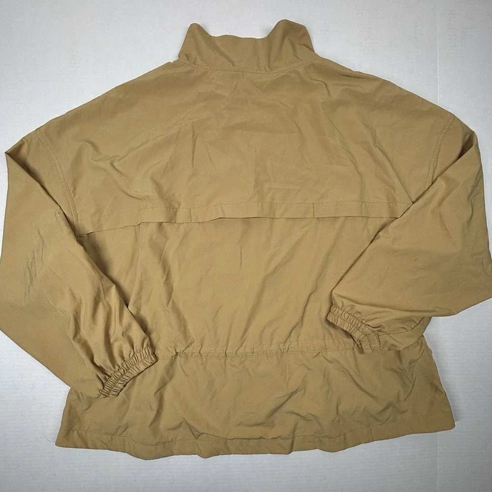 OLD NAVY Loose Stretch Tech Cinched Waist Crop Jacket XL ZipUp Mustard Vent EUC - Picture 4 of 12